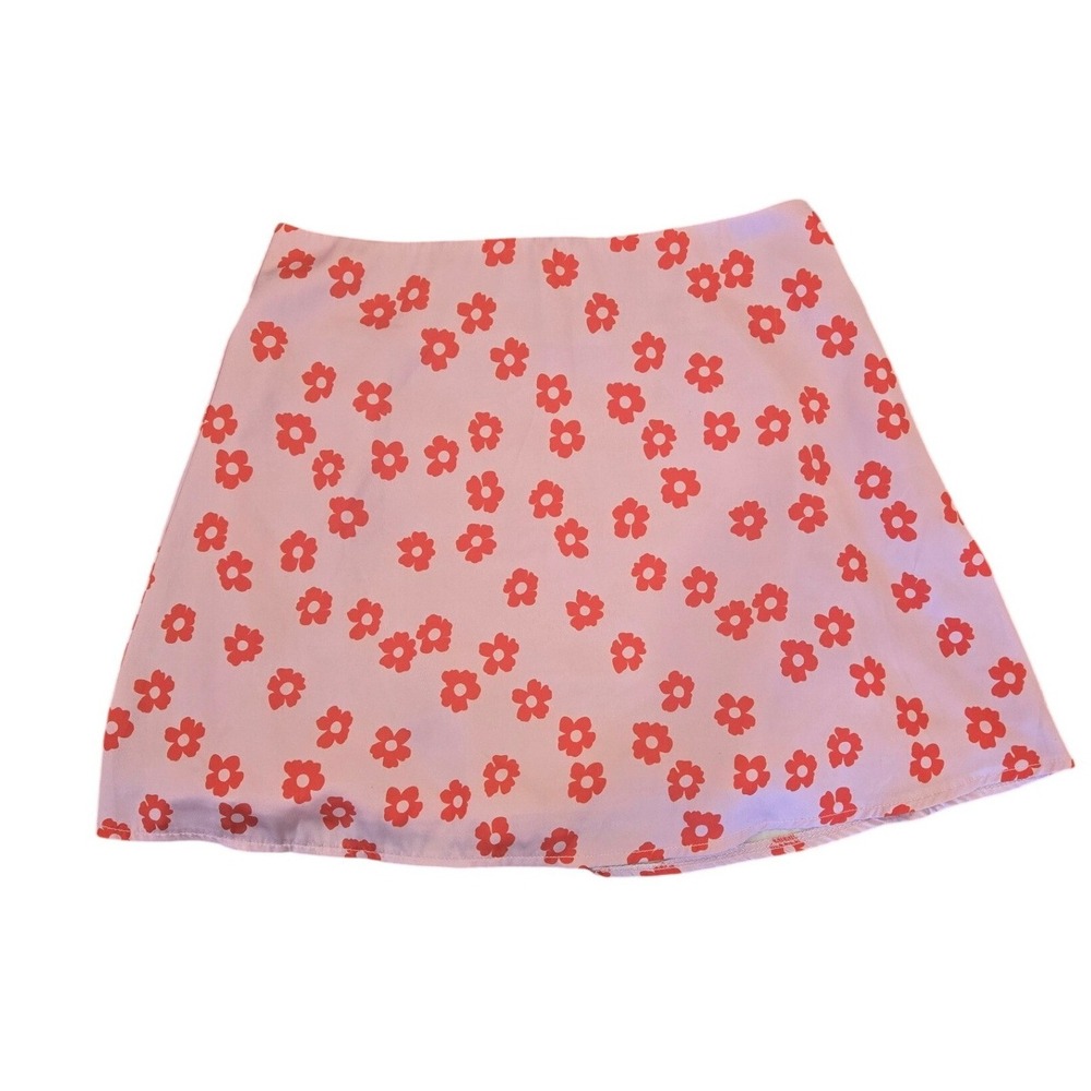 Princess Polly Olton Floral Daisy Mini Skirt Pink Red Ditzy‎ Silky Hippie Size 4